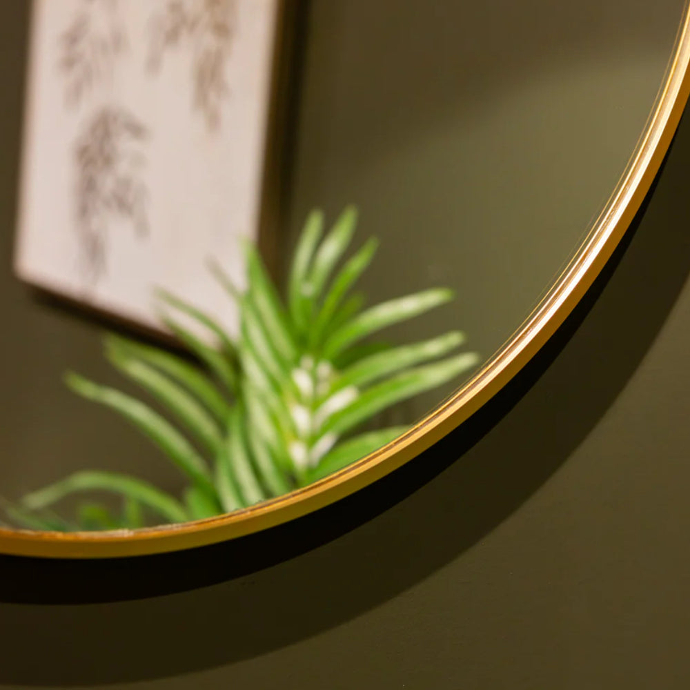 Karl Round Wall Mirror Gold with slim frame  90cm