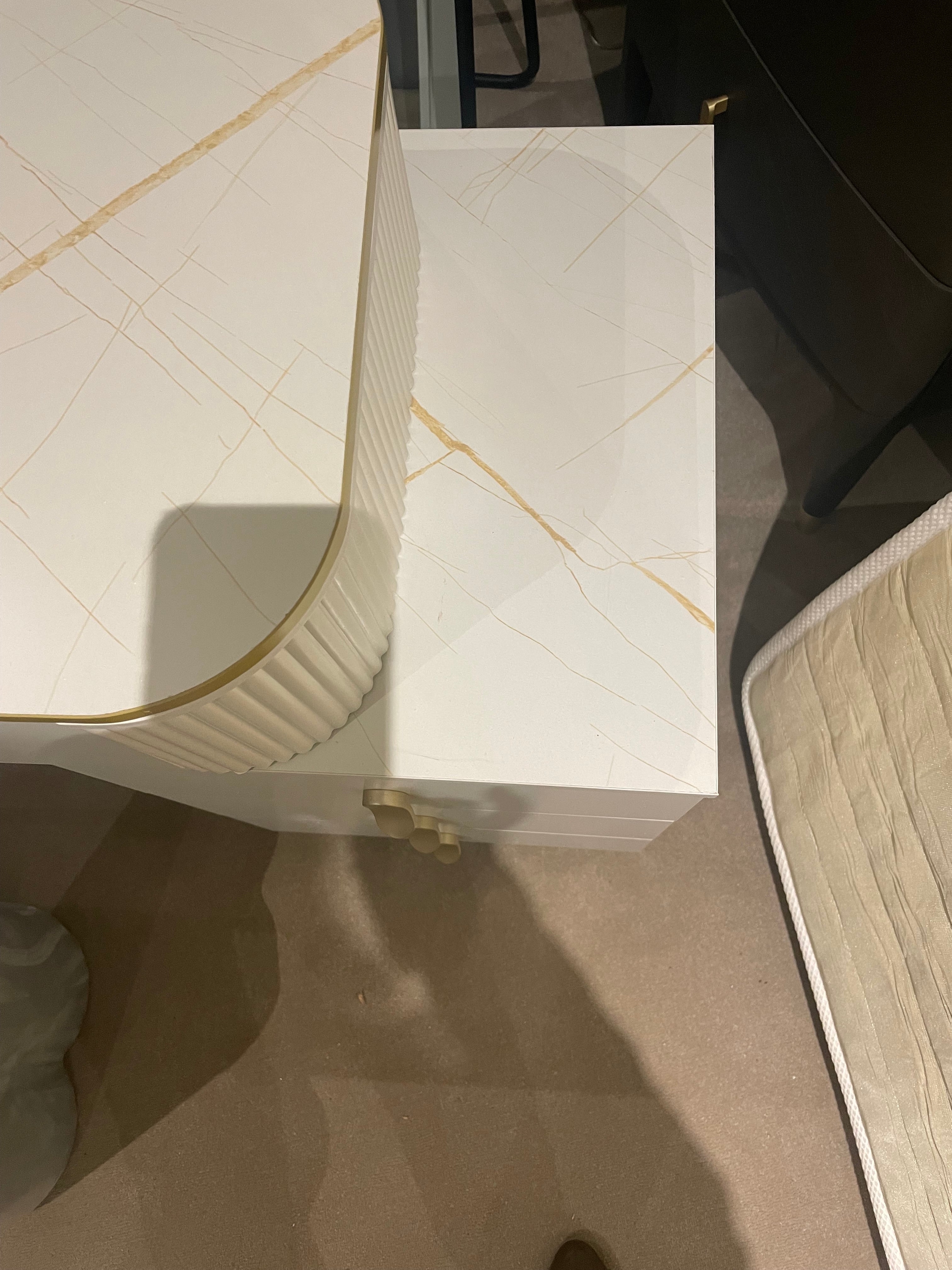 Karl white Marl Dressing table and storage drawers Special Purchase Item.-Dressing table-Renaissance Design Studio