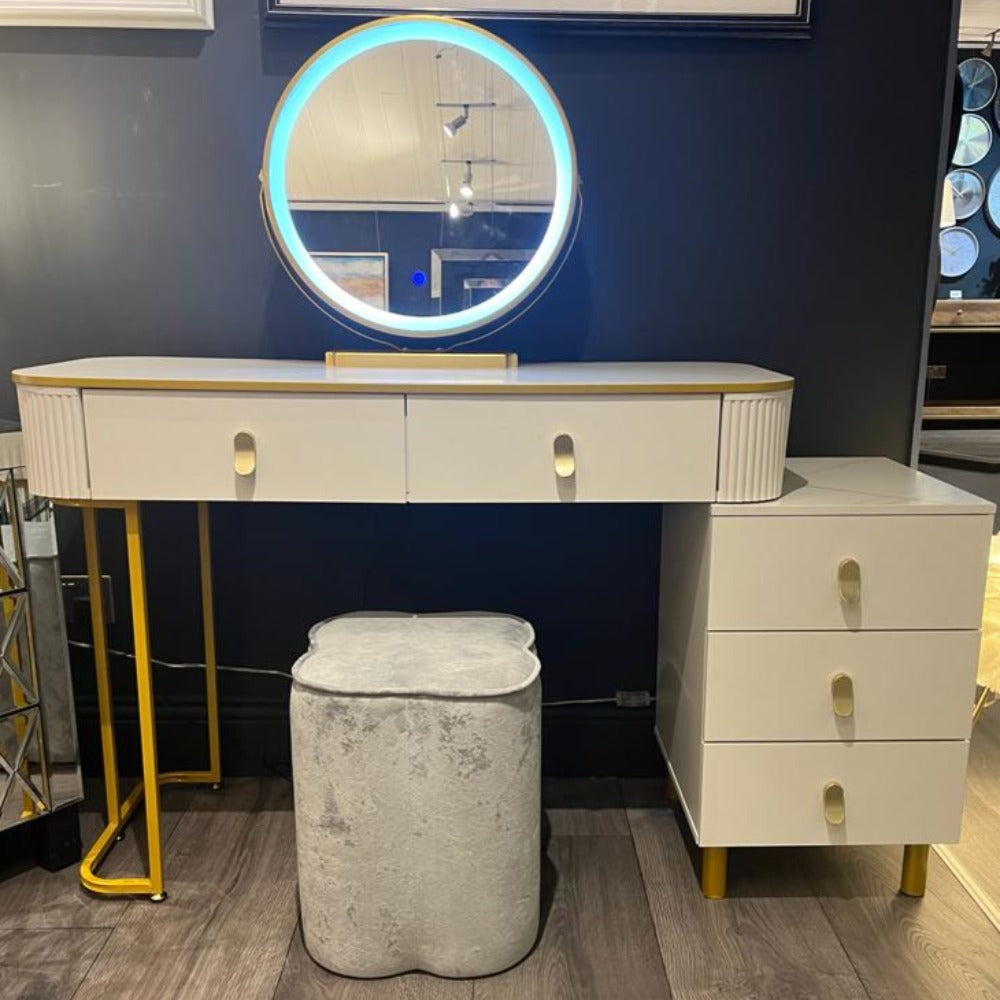 Karl white Marl Dressing table and storage drawers  Special Purchase Item.