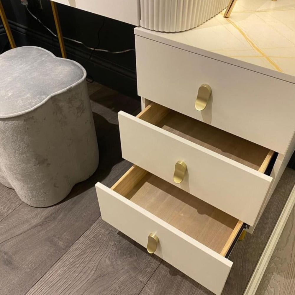 Karl white Marl Dressing table and storage drawers  Special Purchase Item.