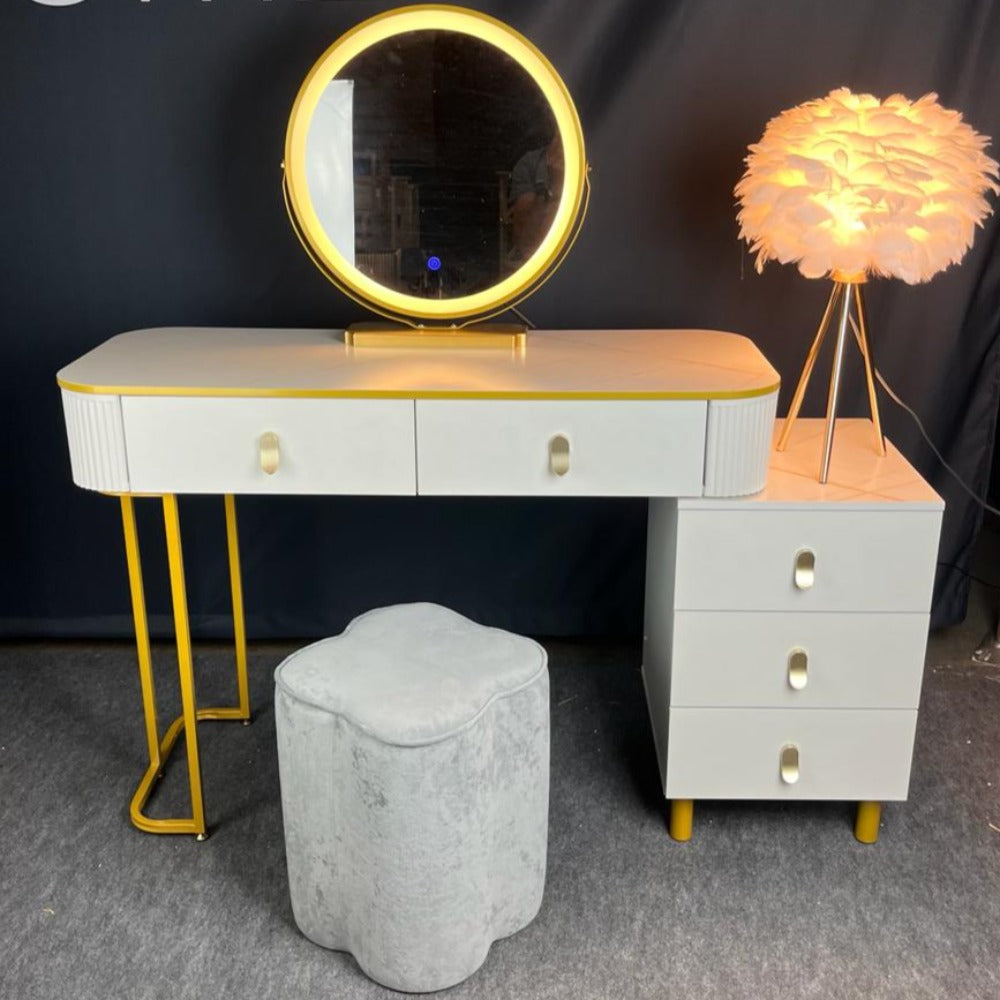 Karl white Marl Dressing table and storage drawers  Special Purchase Item.