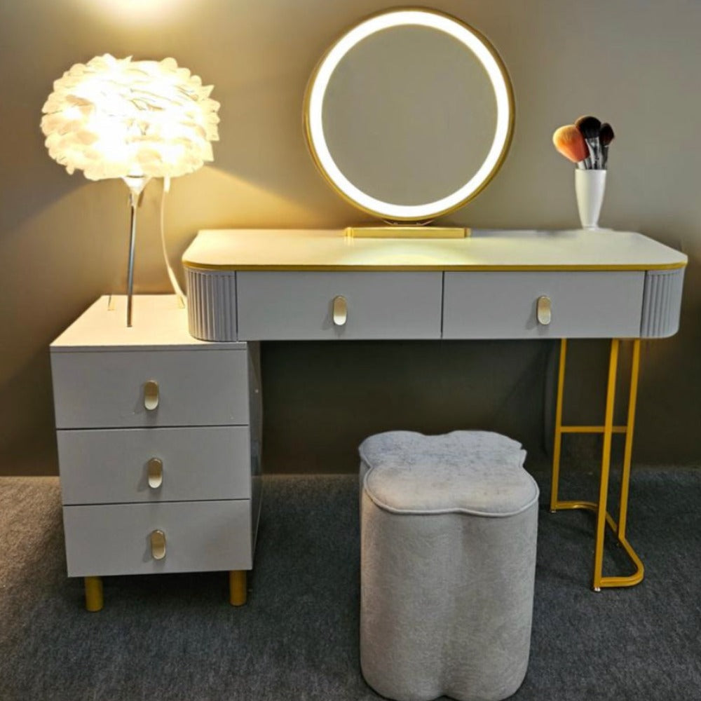 Karl white Marl Dressing table and storage drawers  Special Purchase Item.