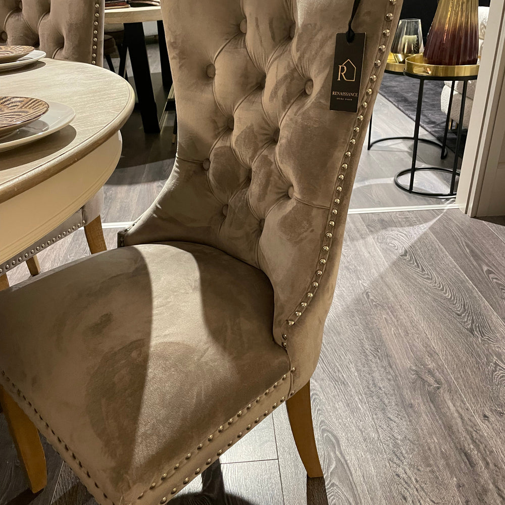 Kayla Velvet  dining chair with buttons  reduced