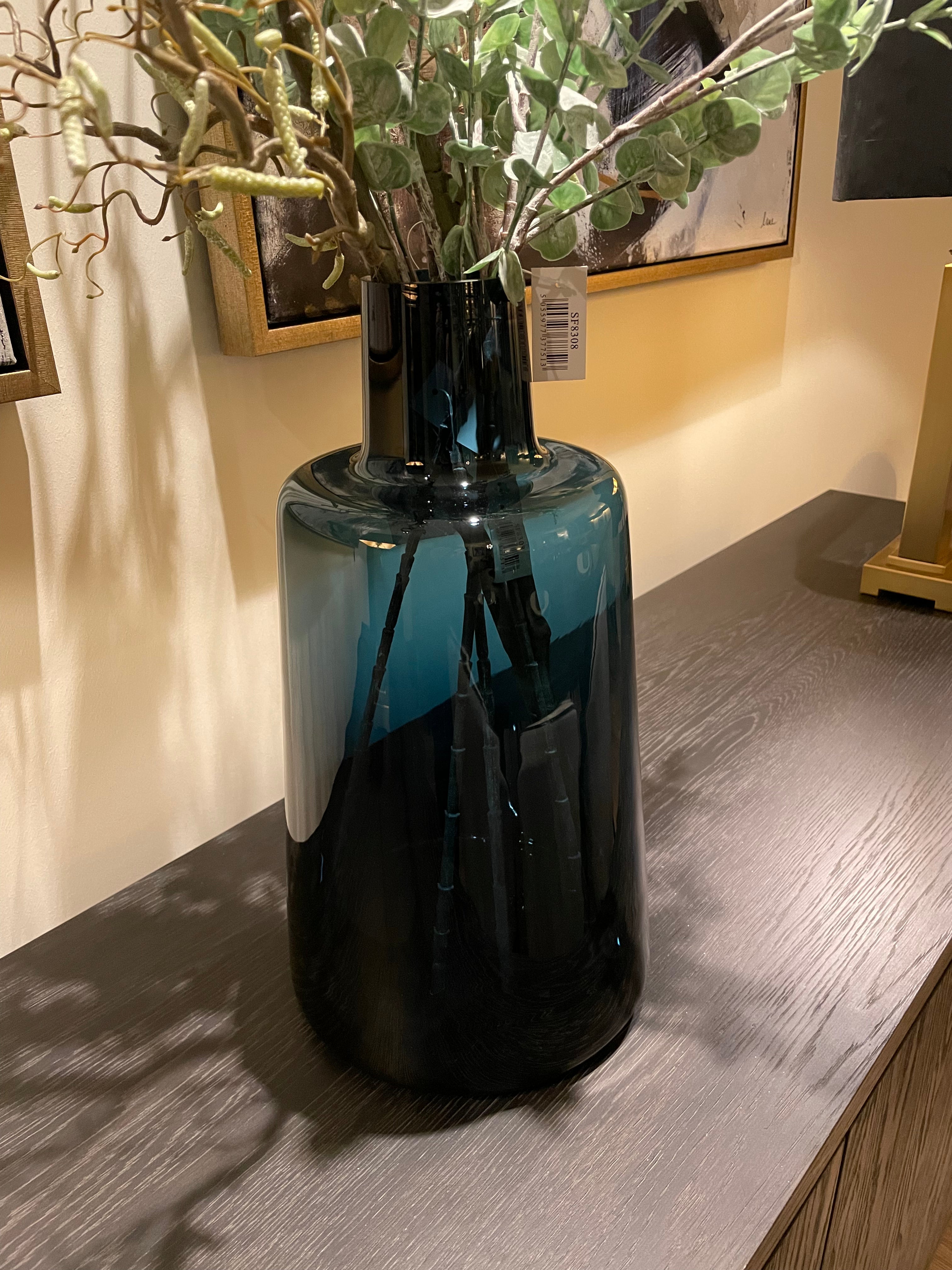 Kean Navy blue glass vase-Renaissance Design Studio