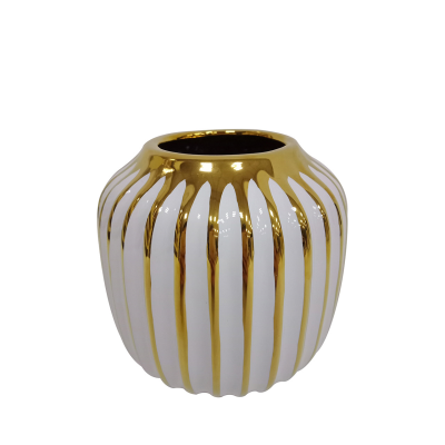 Keaton Vase white and gold/  3 sizes /Flowers extra