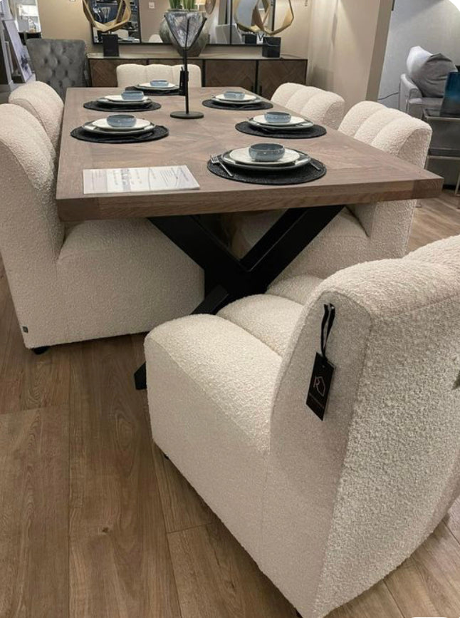 Kelly Dining Chair Boucle fabric by Eichholtz ex display REDUCED by 30%