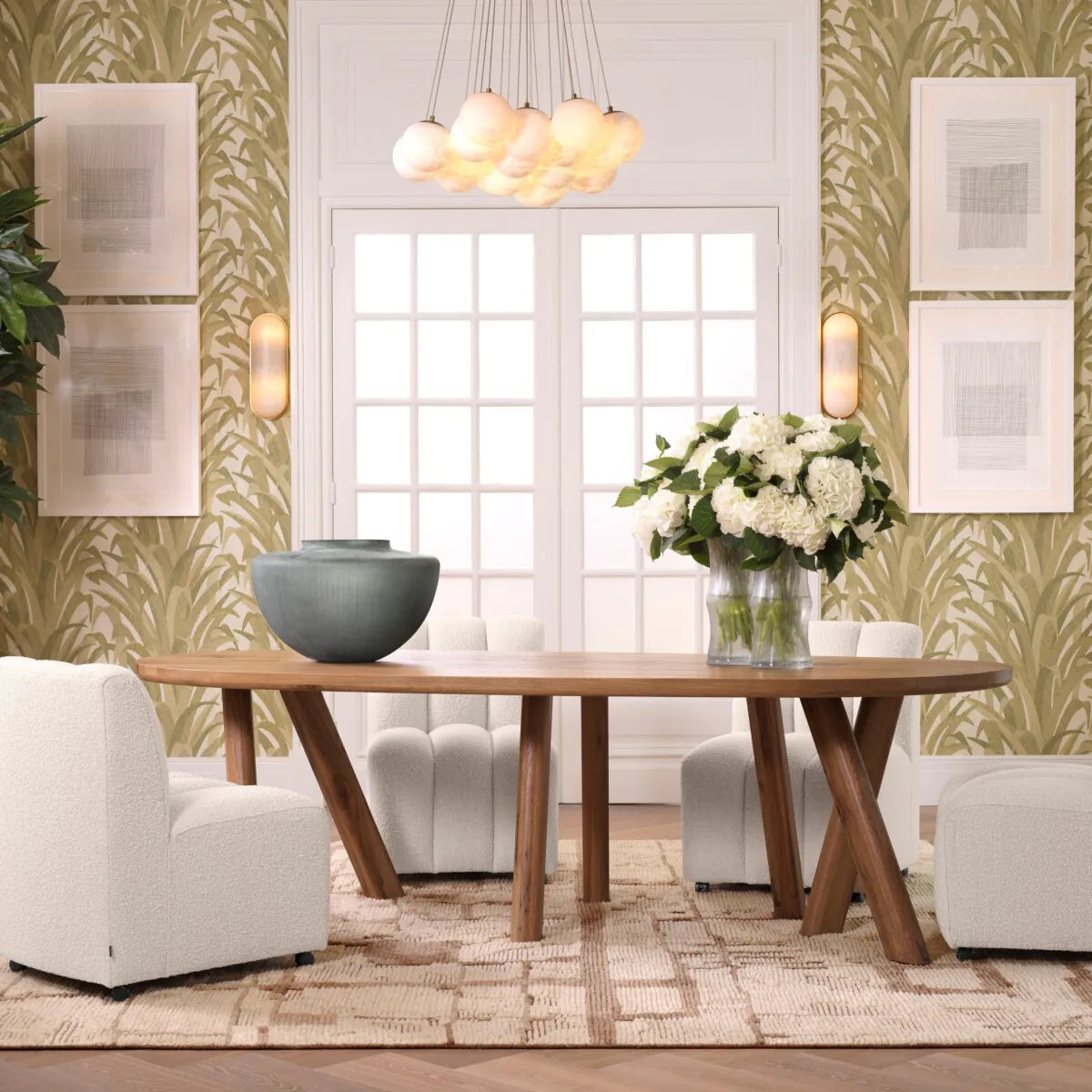 Kelly Dining Chair Boucle fabric by Eichholtz ex showroom REDUCED by 40%-Renaissance Design Studio