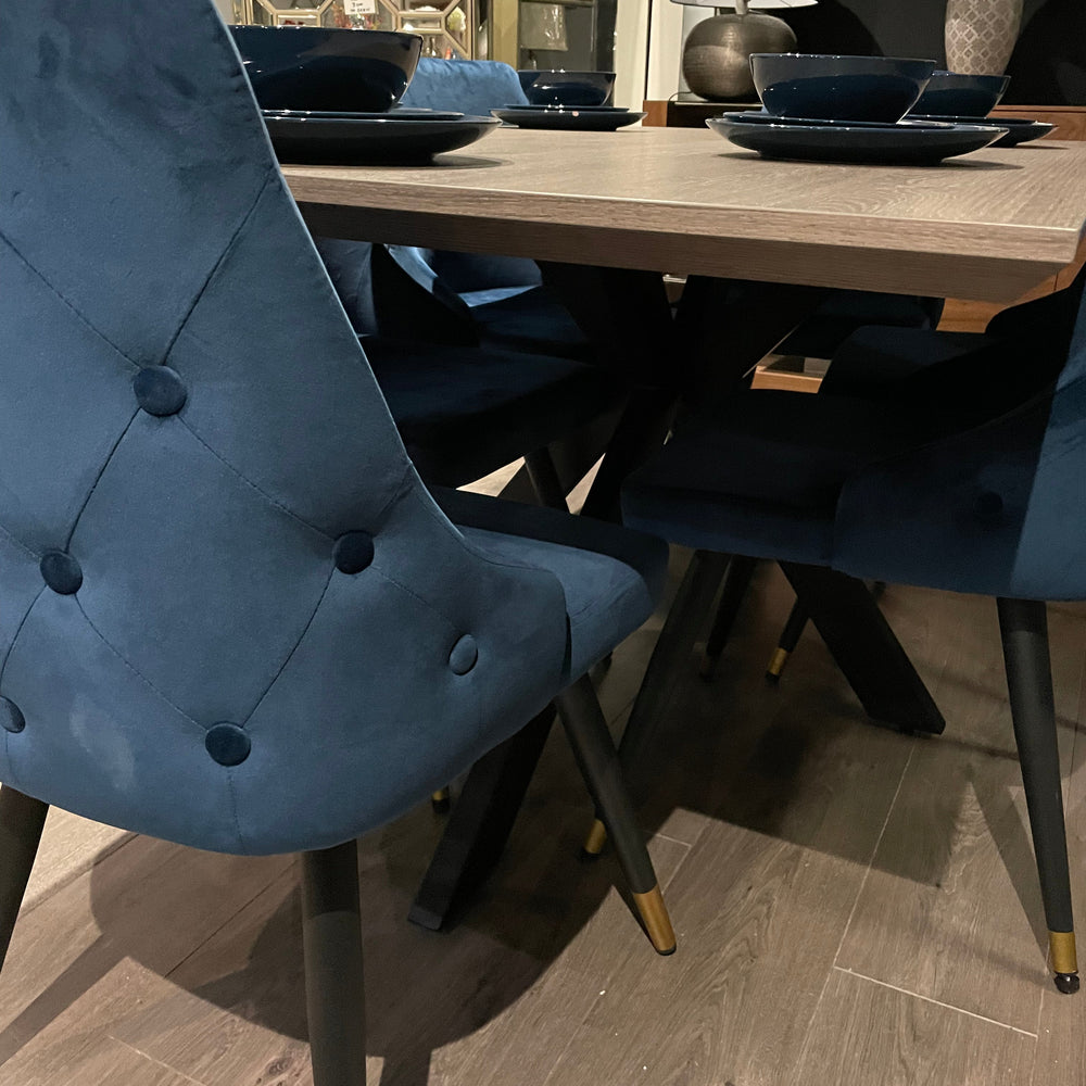 Kendal  Tatia  dining chair in navy  with brass cap on clearance offer set of 6  sold as seen