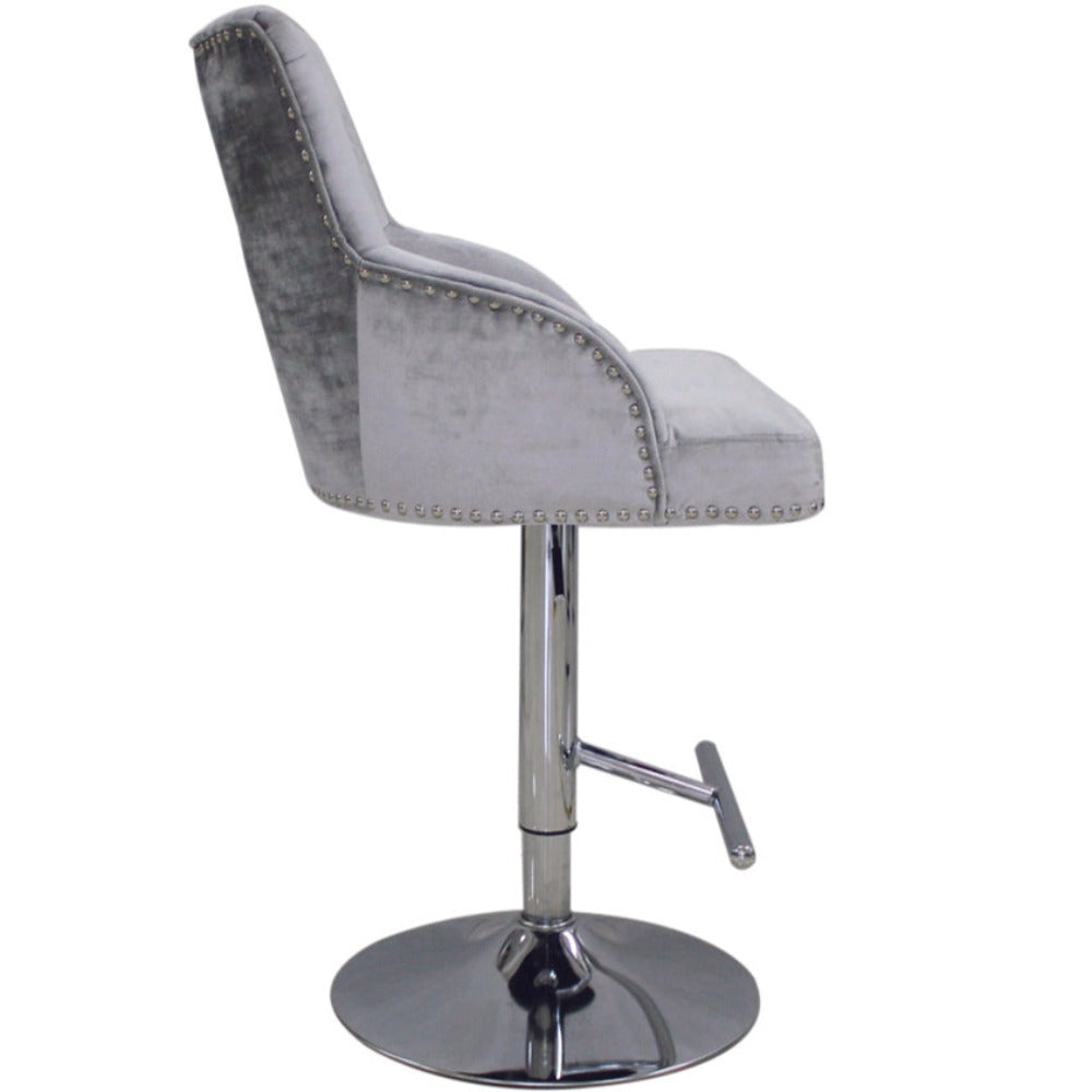 Kimmy Gas Lift Stool pewter-Renaissance Design Studio