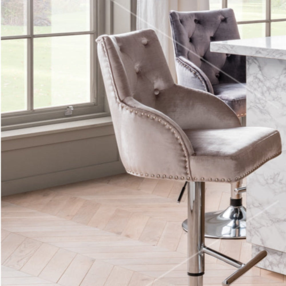 Kimmy Gas Lift Stool pewter-Renaissance Design Studio