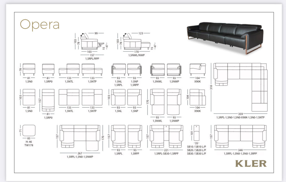 Kler Opera Luxury Cinema console seating area /sofa Softest Italian leather.