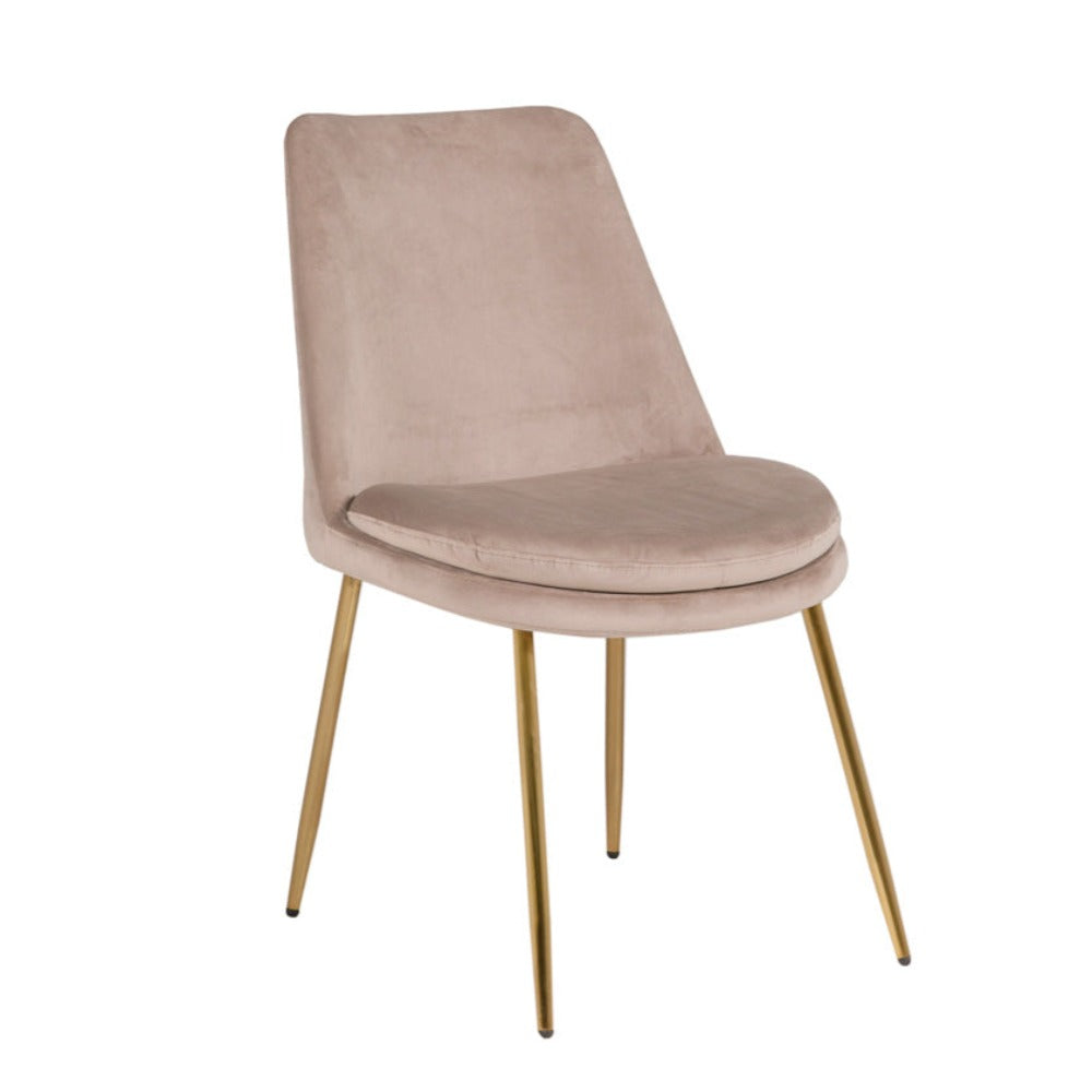 Kristina Dining Chair in natural cream velvet gold legs-Renaissance Design Studio