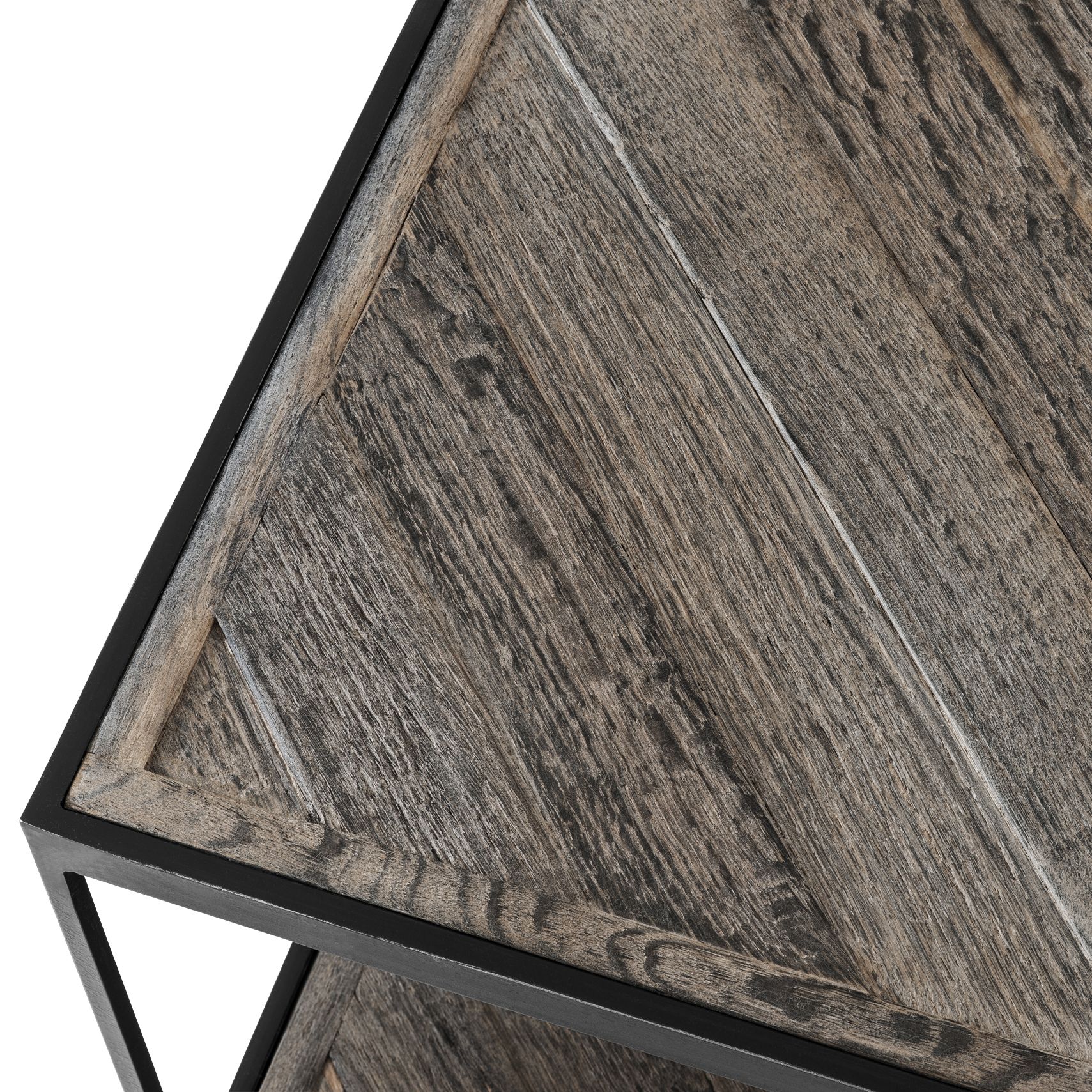 La Varenne zinc coffee table with weathered oak and shelf by Eichholtz-Renaissance Design Studio