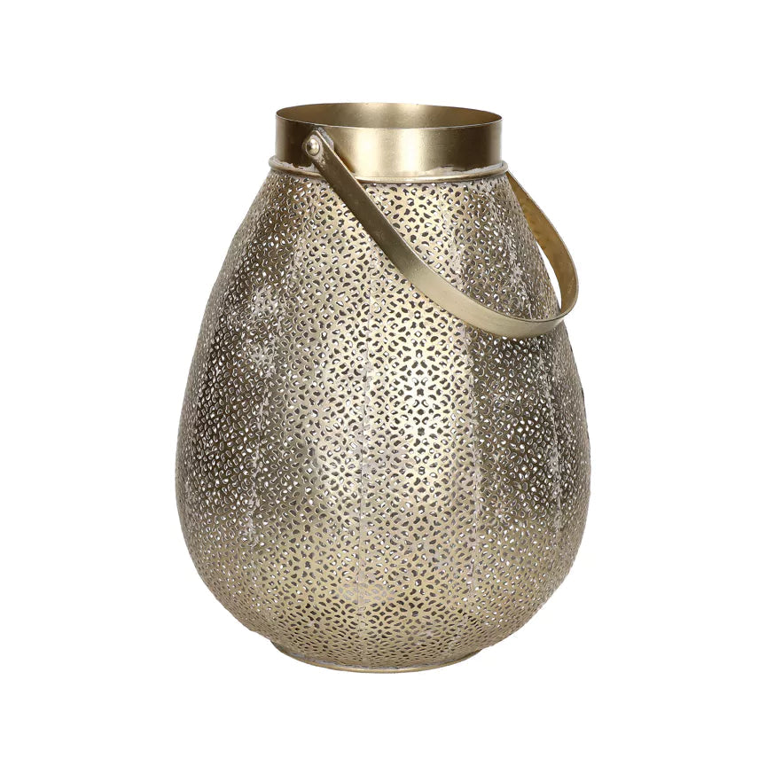 Lacey Metal Lantern in Gold. REDUCED TO CLEAR