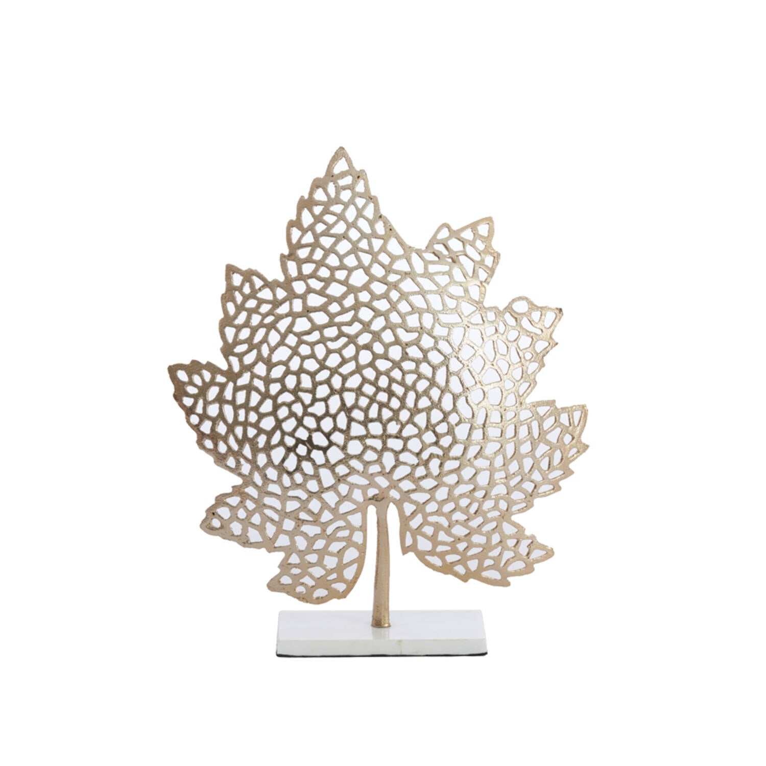 Lagoon LEAF gold+marble white Ornament 28 x 35cm large-Renaissance Design Studio