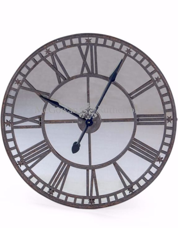 LARGE ANTIQUED CLOCK WITH MIRROR FACE-Renaissance Design Studio