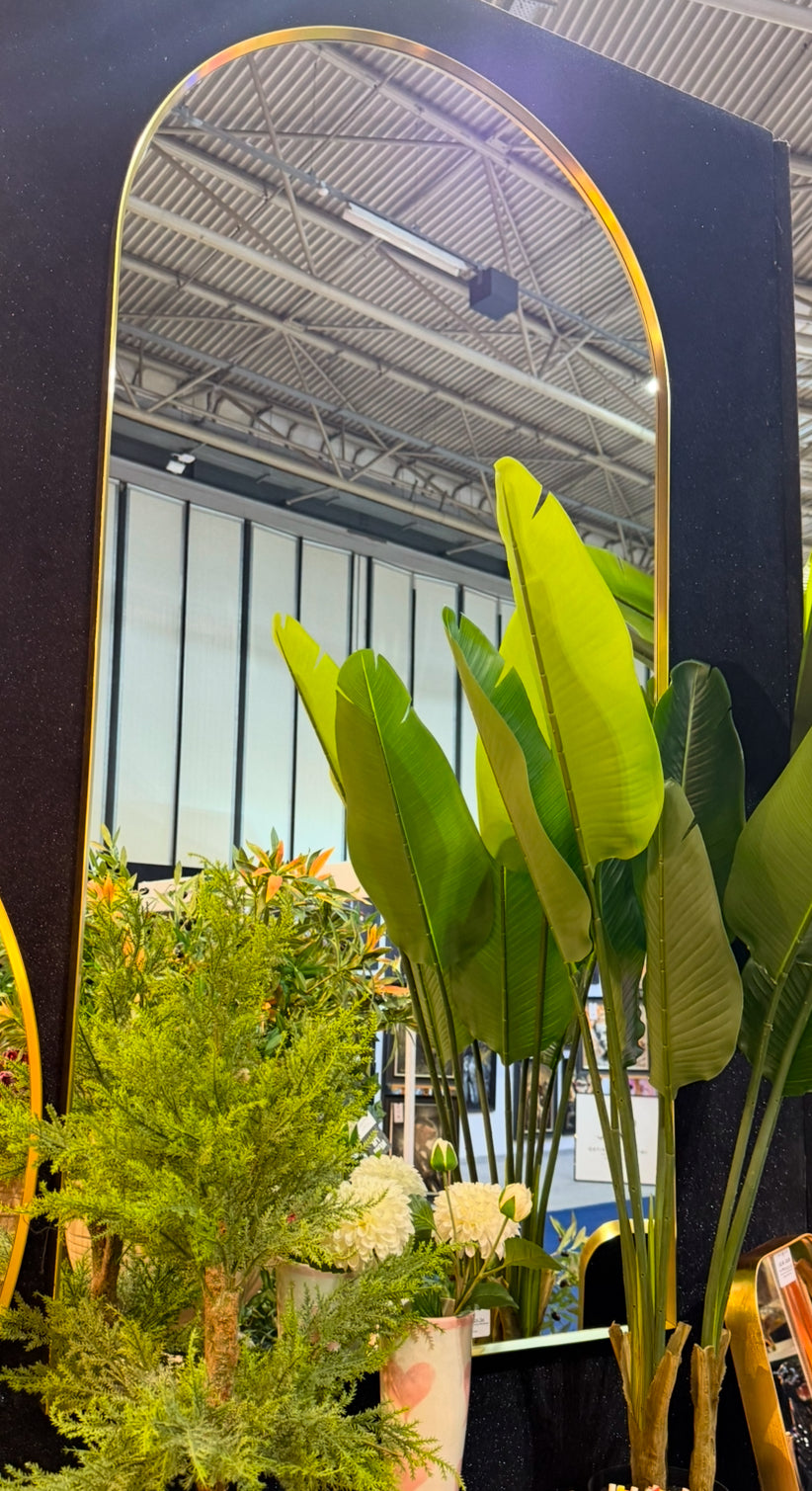 Large arch mirror 155 x 75 cm gold minimal framed .-Renaissance Design Studio