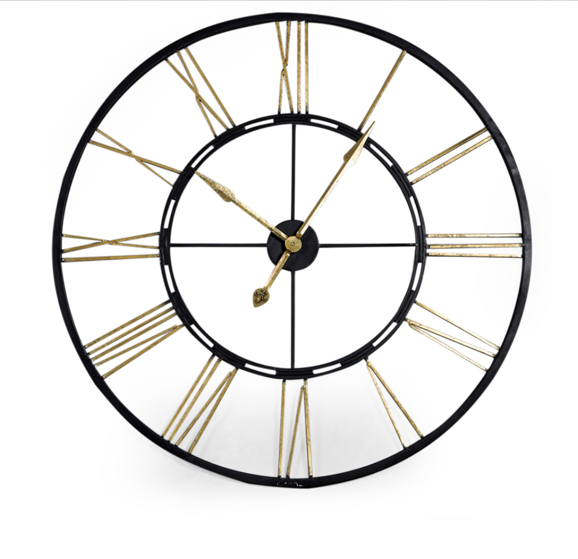 LARGE Black and Gold Iron Skeleton Clock-Renaissance Design Studio