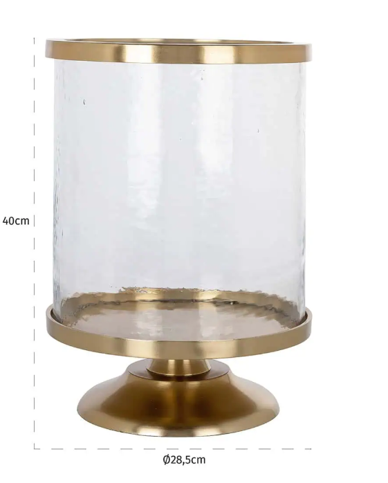 Large Hurricane Janet gold and glass-candle holder hurricane-Renaissance Design Studio