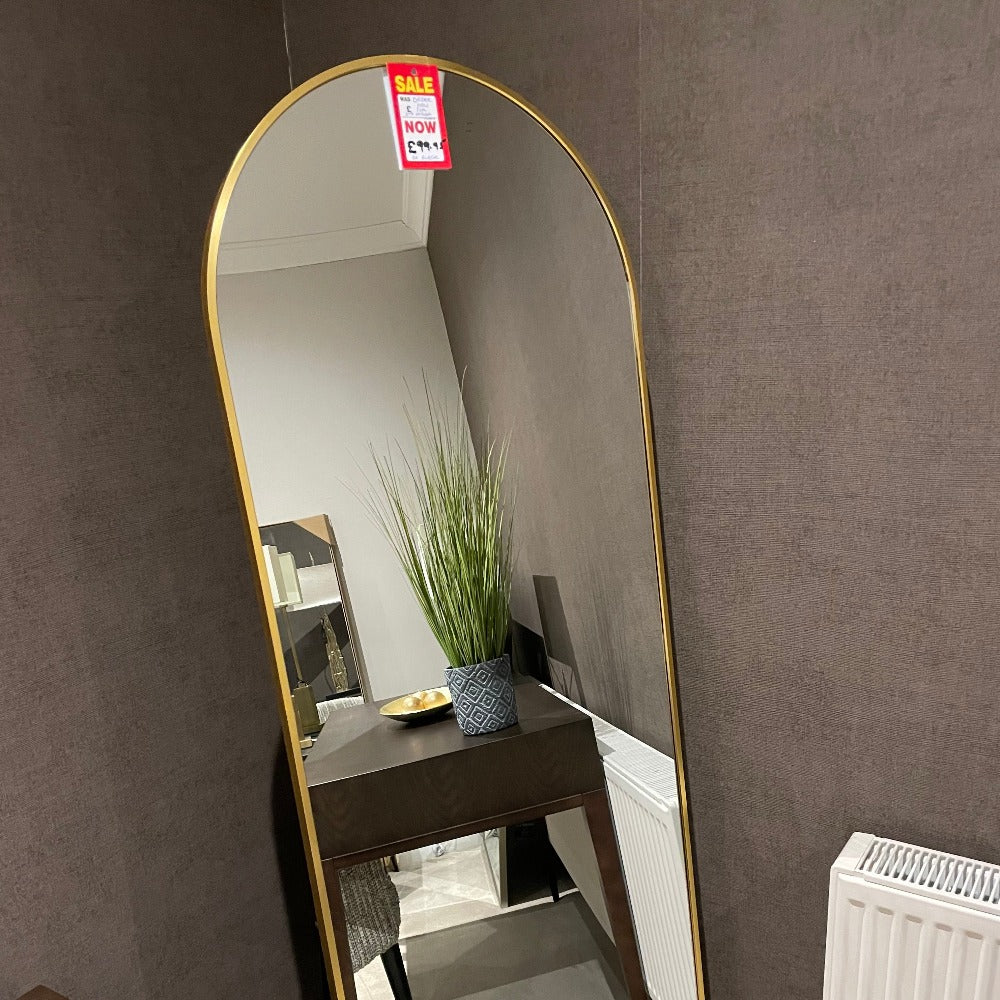Large Karl 160cm Arch Top Full Length Dressing Mirror On Stand In Gold Or Black-Renaissance Design Studio
