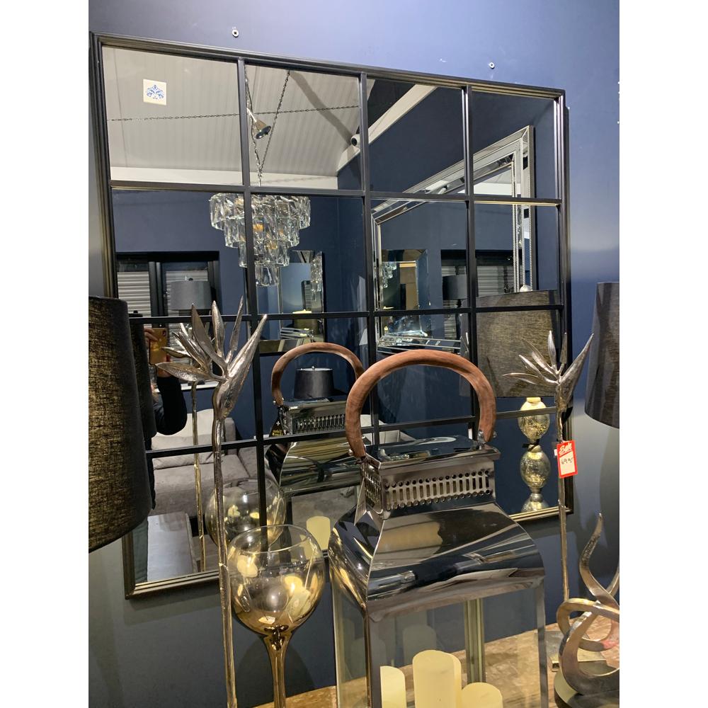 Larry 16 Section Window Mirror Large In Black - Reduced To Clear-Renaissance Design Studio