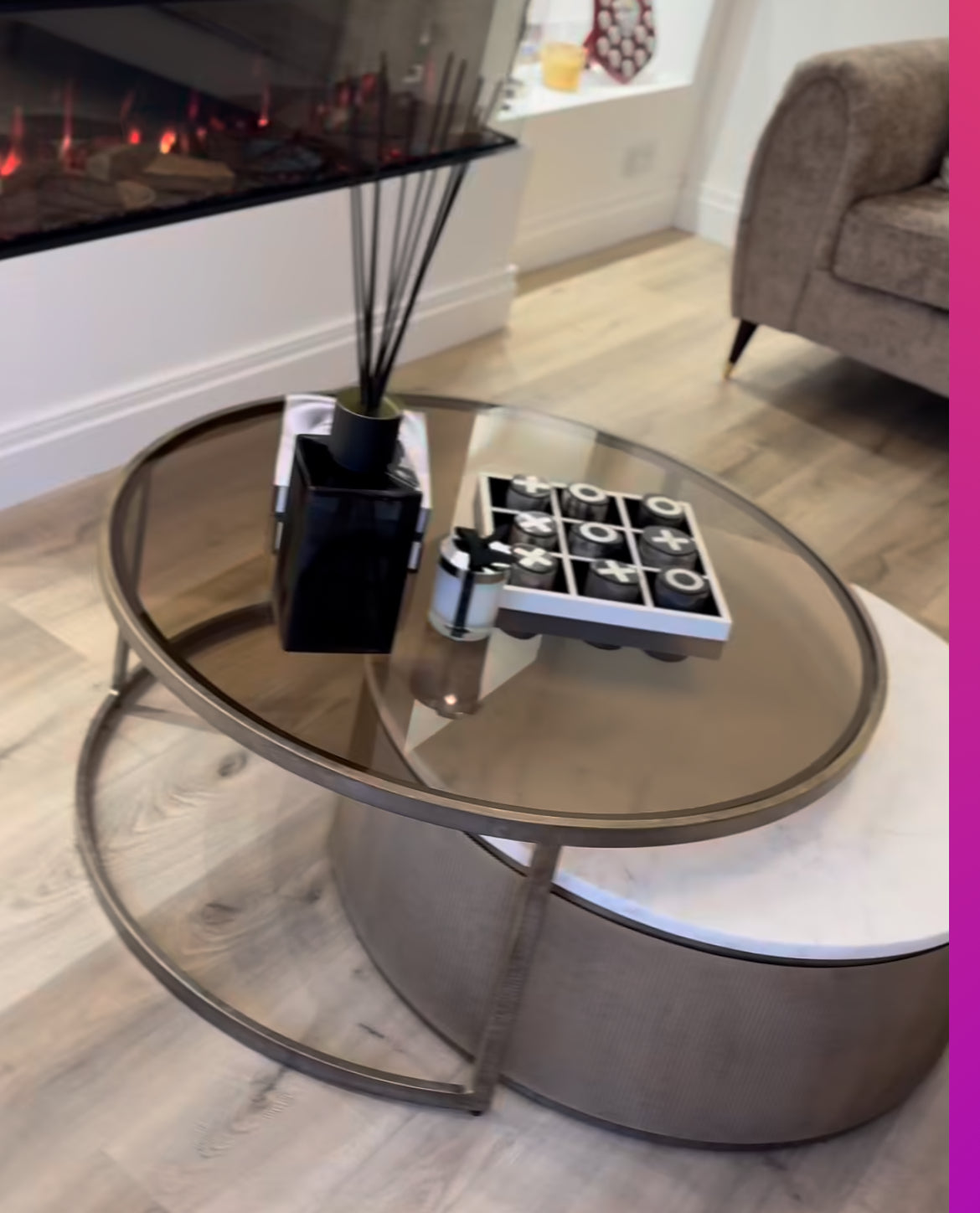 Laura Ashley Belview Aged Gold Set of 2 Nesting Coffee Tables reduced in Winter sale-Renaissance Design Studio