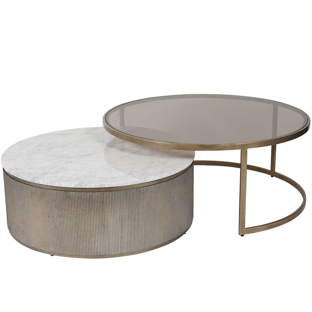 Laura Ashley Belview Aged Gold Set of 2 Nesting Coffee Tables reduced in Winter sale-Renaissance Design Studio