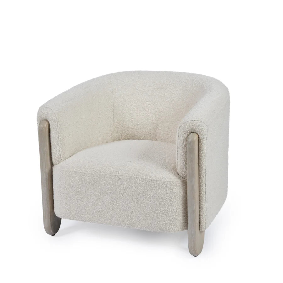 Lavine occasional chair in soft oatmeal boucle by Mindy Brown