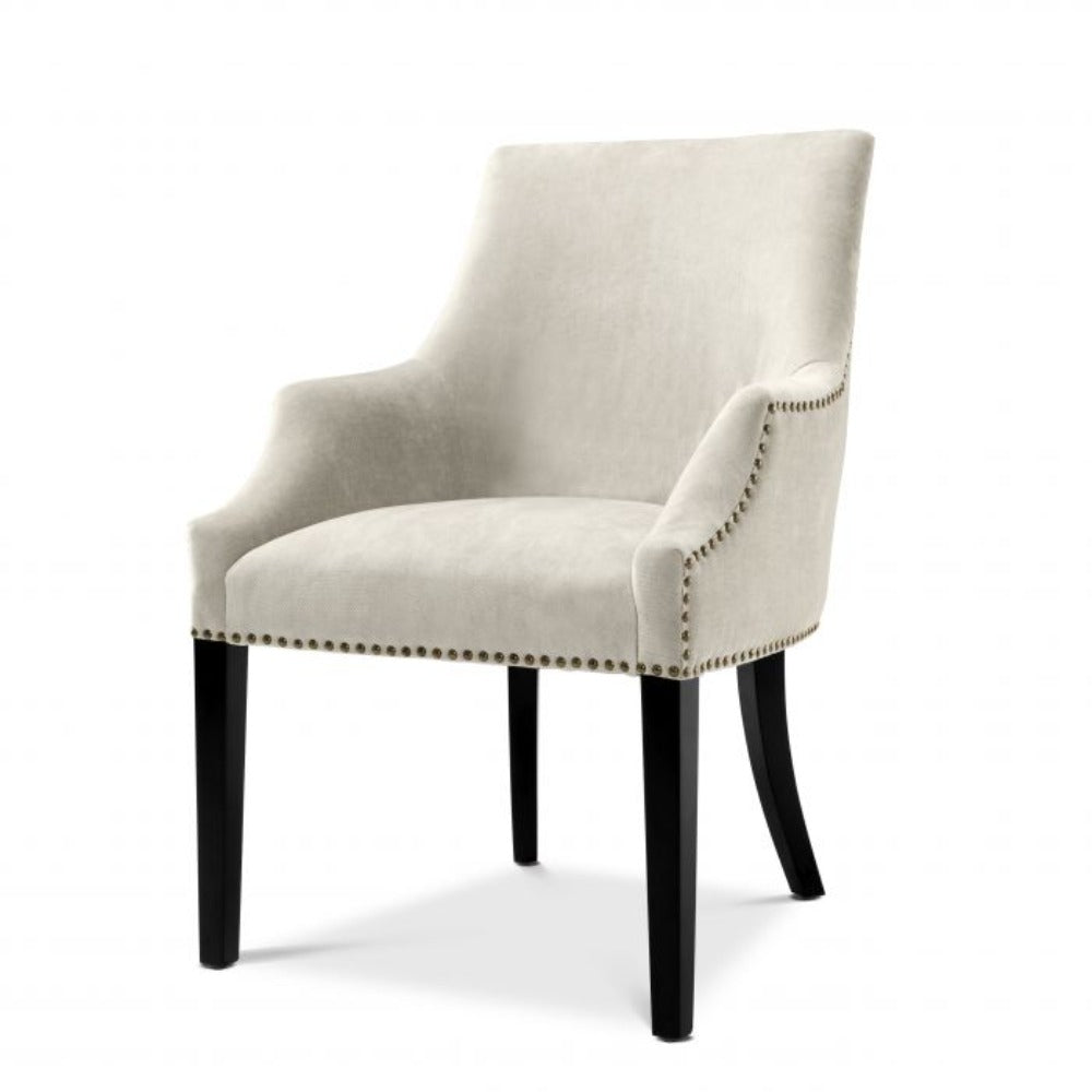 Legacy Dining Chair in Clarck sand with stud detail by Eichholtz-Renaissance Design Studio