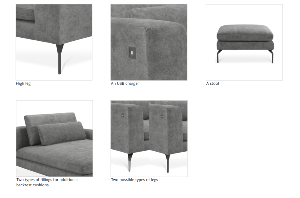 Lela Modular Bespoke Sofa with extra wide seats and chaise and USB port reduced  this week