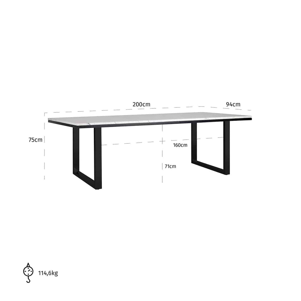 Lexi dining table in white with black legs