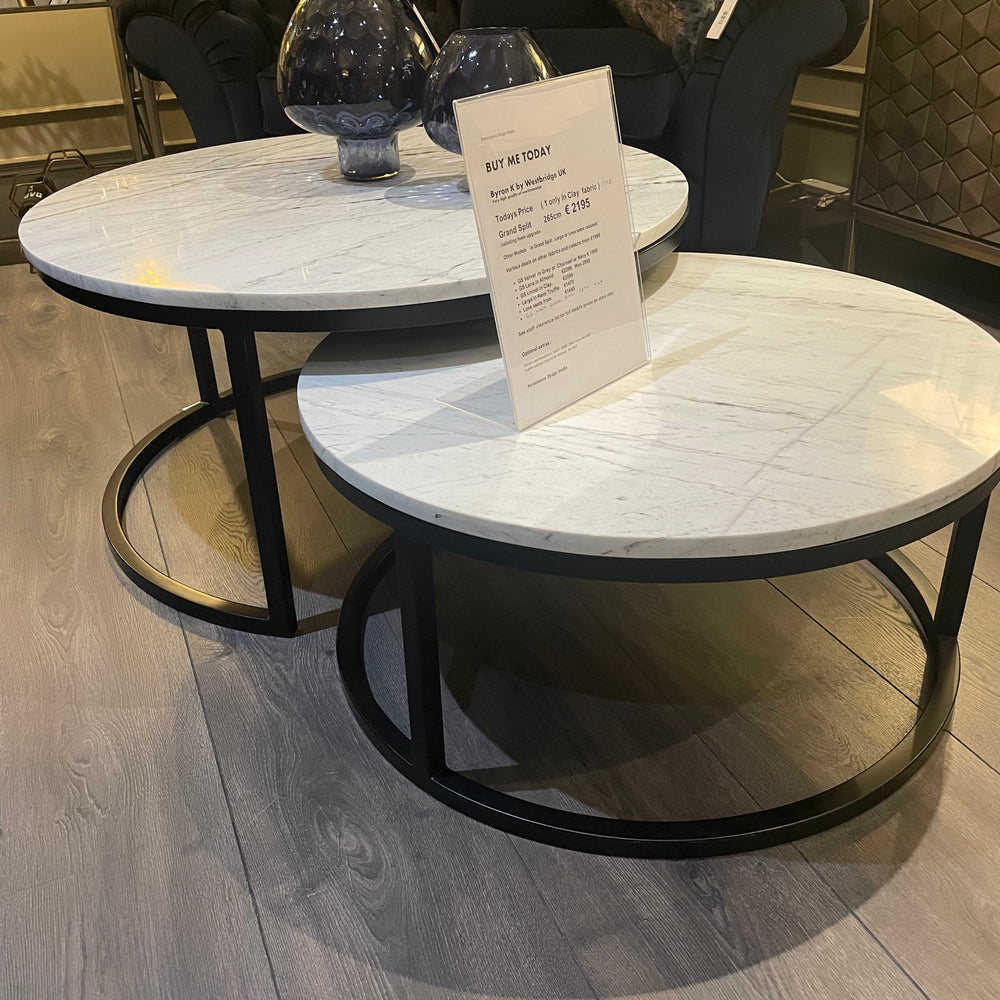 Lexi nest of coffee tables in white and black