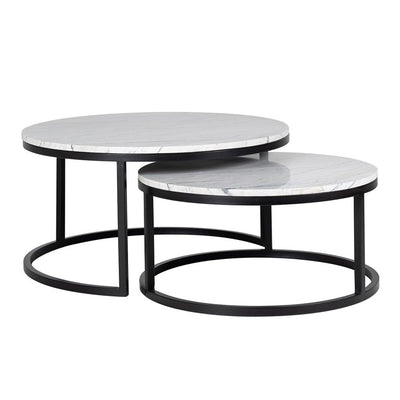 Lexi nest of coffee tables in white and black