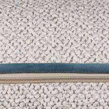 Leyla Boucle feather filled Cushion in 3 Sizes Blue piping-Scatter cushions-Renaissance Design Studio