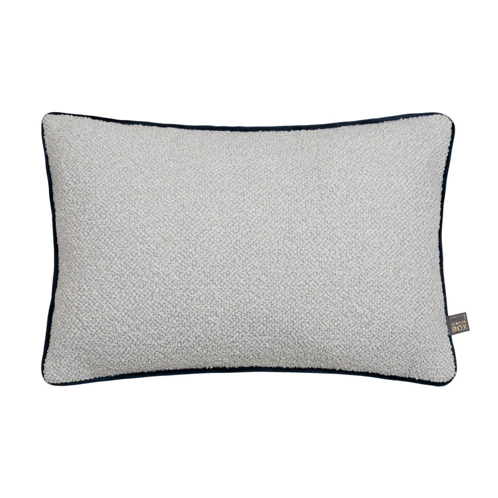 Leyla Boucle feather filled Cushion in 3 Sizes Ecru Navy