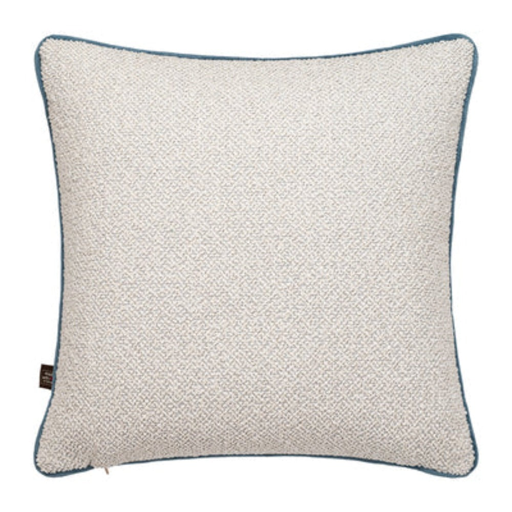 Leyla Boucle feather filled Cushion in 3 Sizes Taupe piping