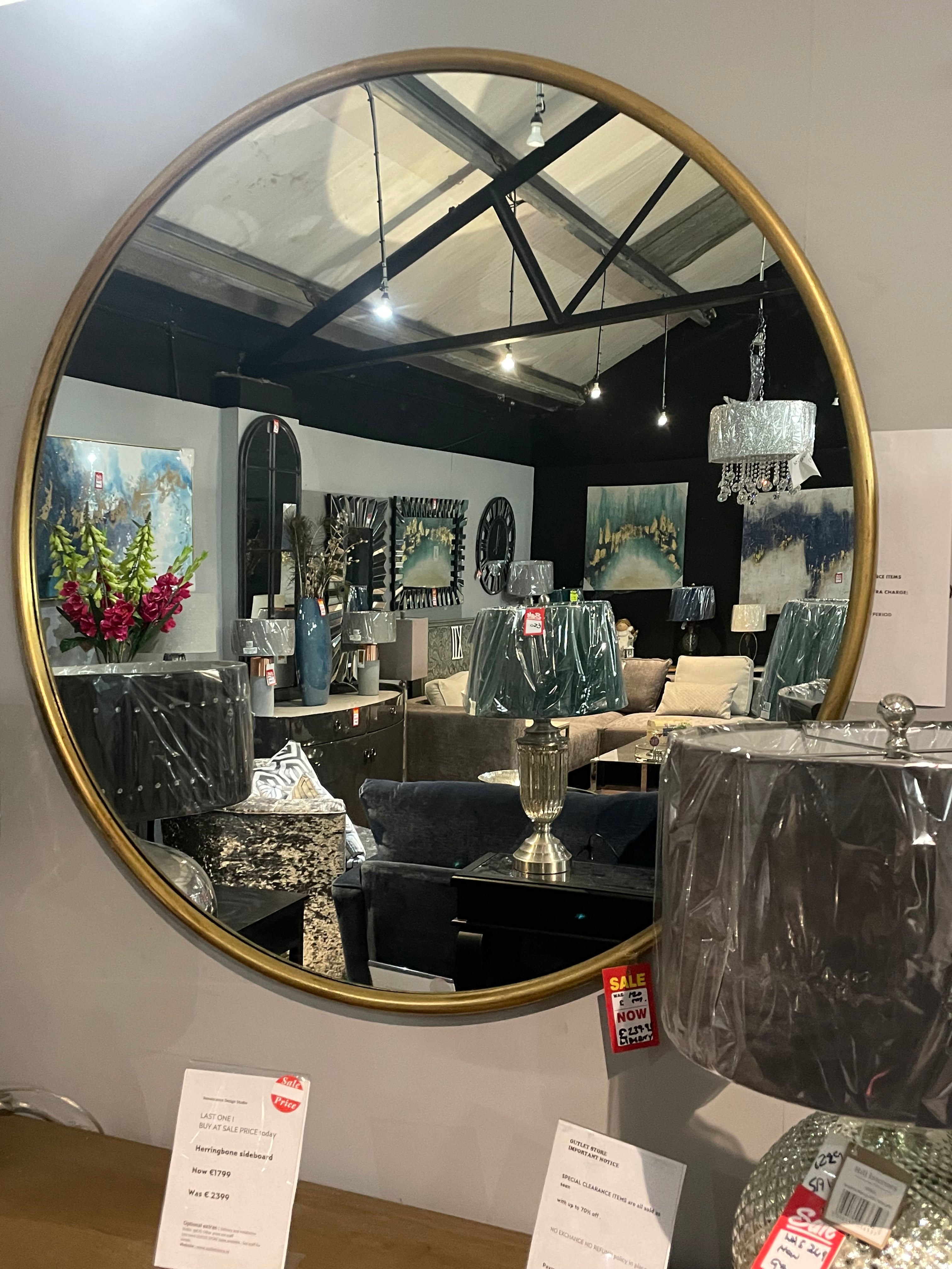 Liberty 120 cm round gold mirror REDUCED clearance Limited Stock-Round mirror-Renaissance Design Studio