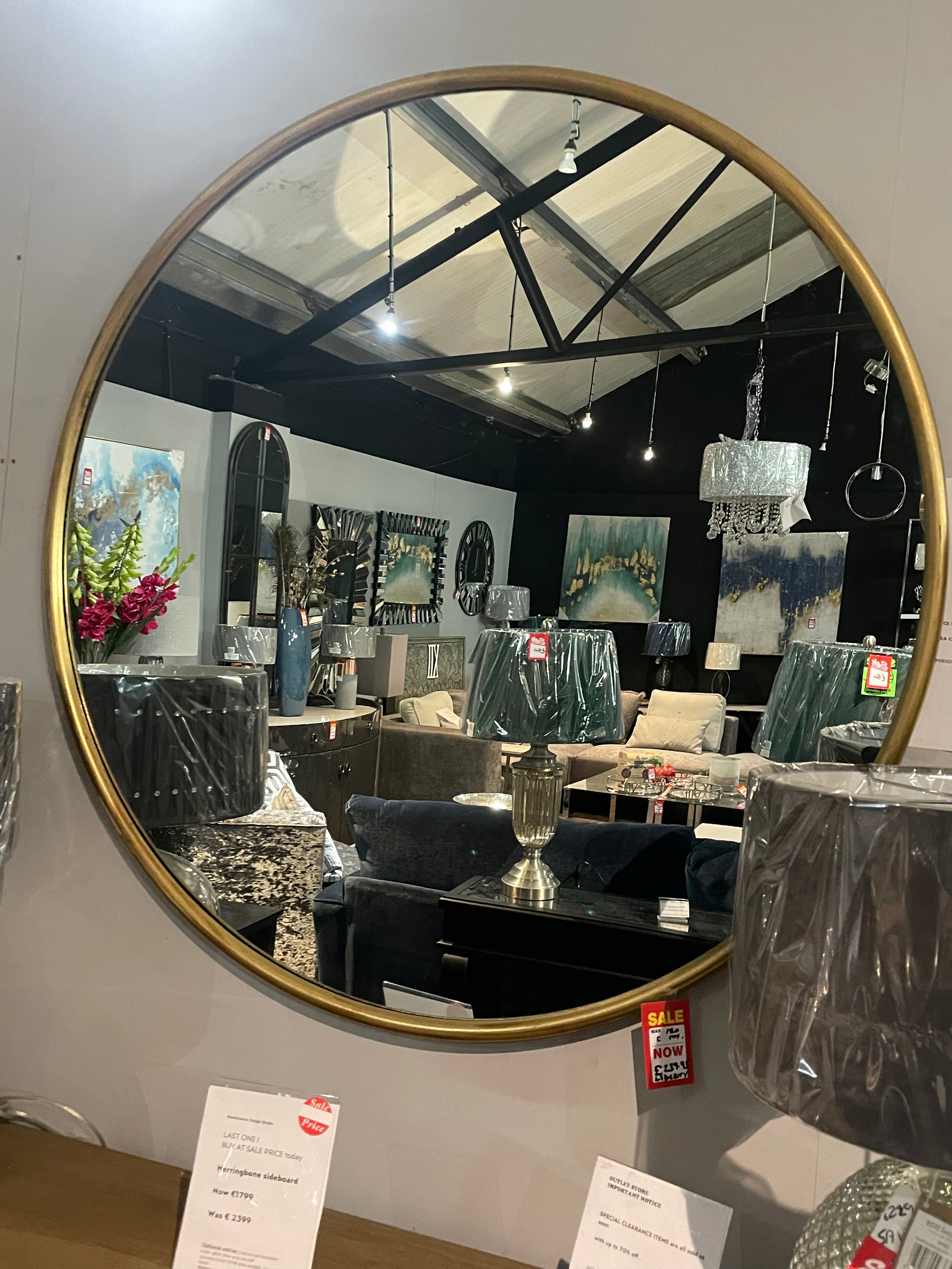 Liberty 120 cm round gold mirror REDUCED clearance Limited Stock-Round mirror-Renaissance Design Studio