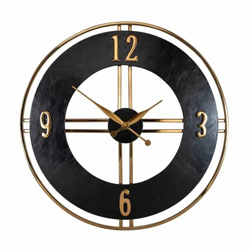 Lillian Wall Clock black and gold-Renaissance Design Studio