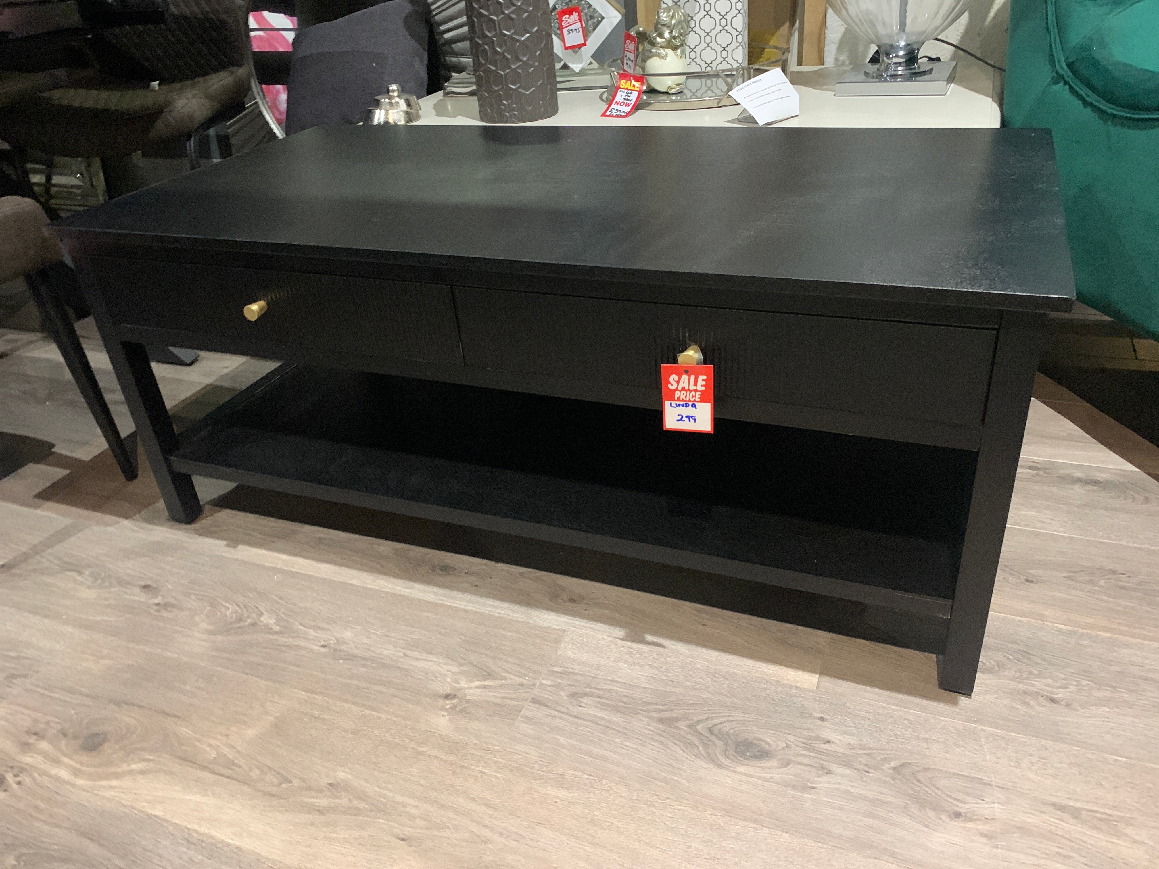 Linda 2-Drawer Coffee Table – Black-Renaissance Design Studio