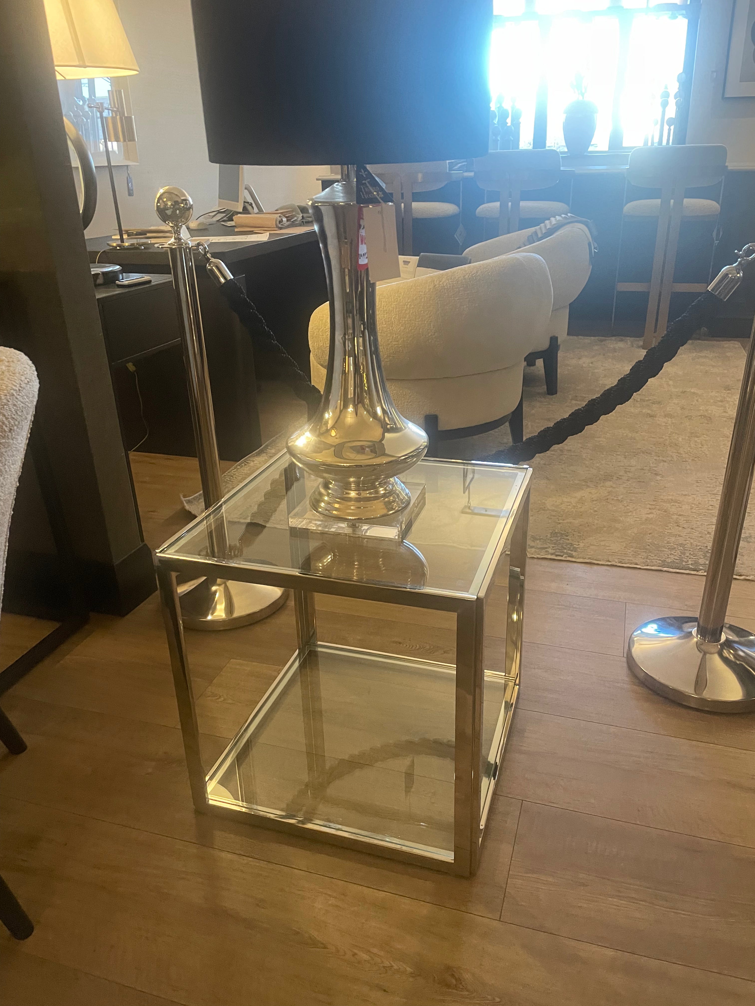 Linton end table chrome clearance reduced sold as seen - floor model-Renaissance Design Studio