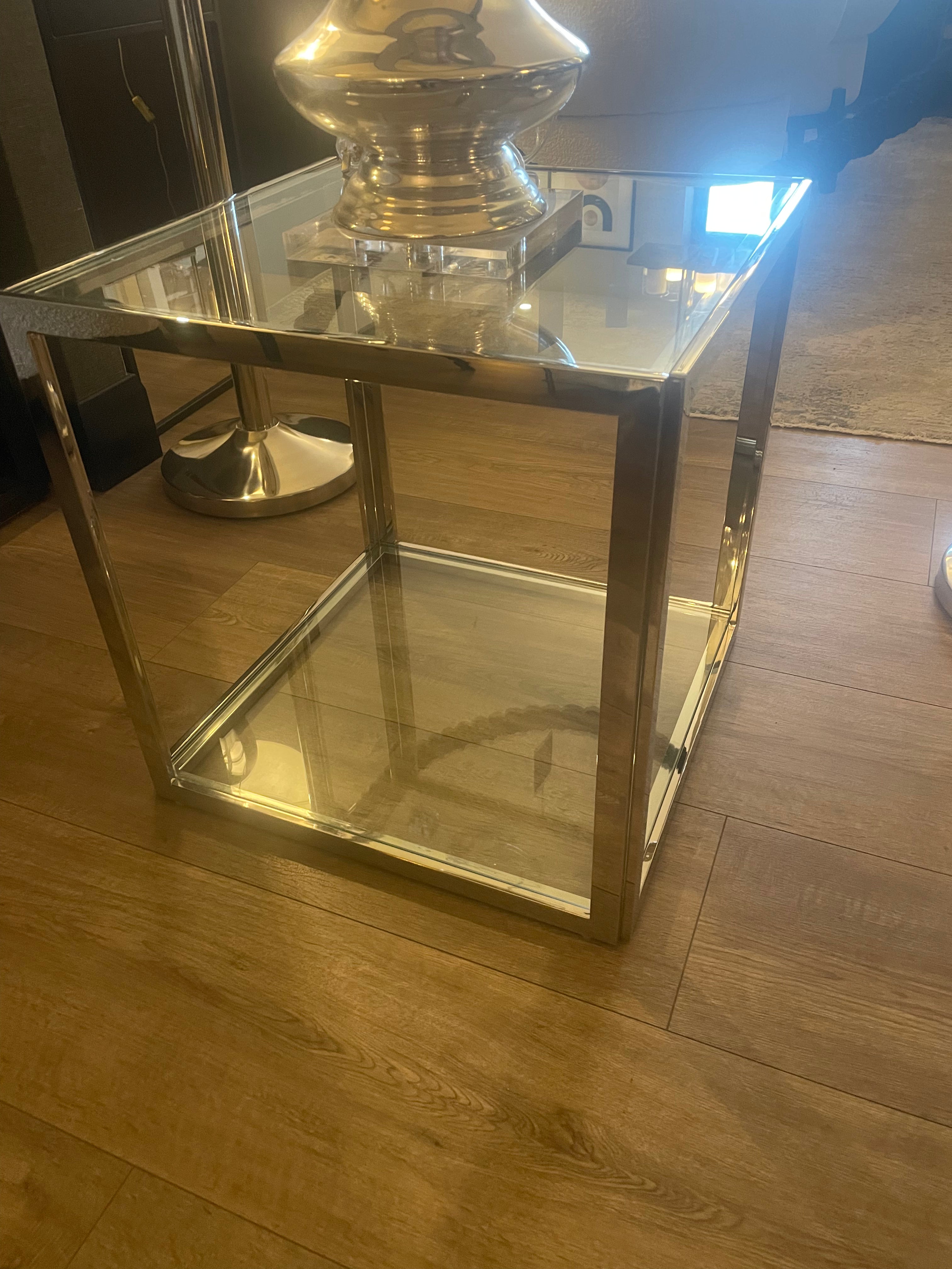 Linton end table chrome clearance reduced sold as seen - floor model-Renaissance Design Studio