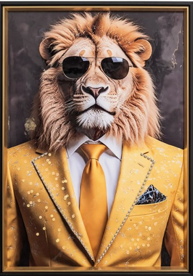 Lion Funky Artwork 50x70cm-Renaissance Design Studio