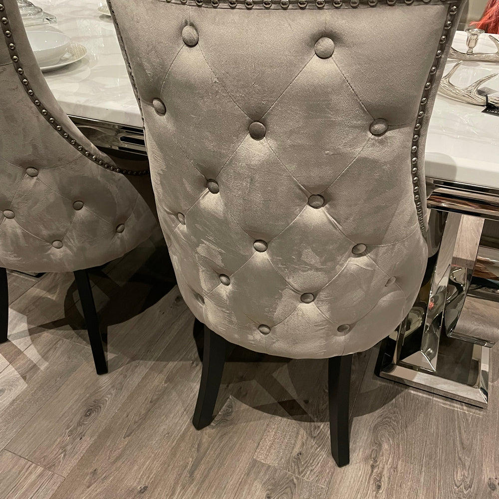 lola button back chair mink velvet