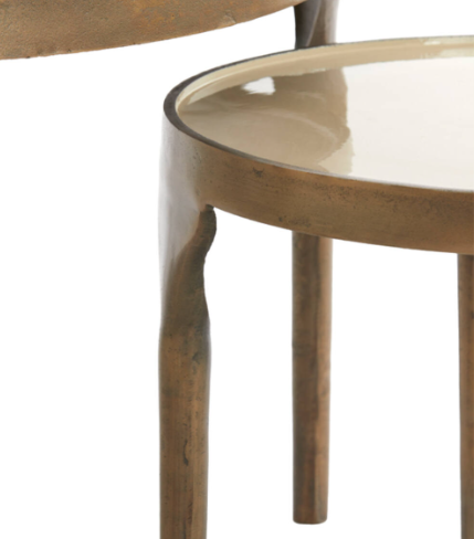 Lopez side table sot of 2 in antiqued bronze finish with taupe-Renaissance Design Studio