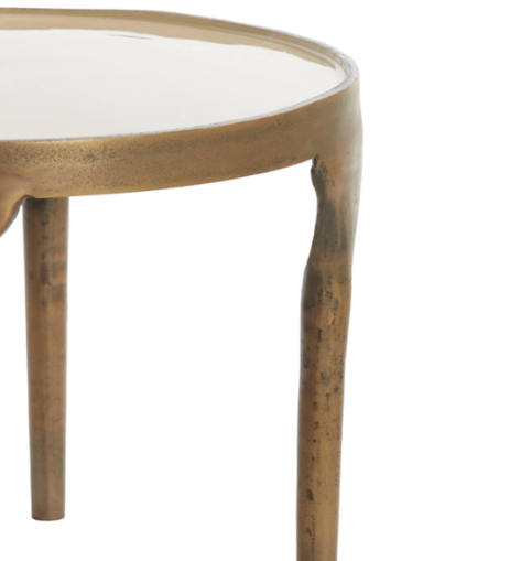 Lopez side table sot of 2 in antiqued bronze finish with taupe-Renaissance Design Studio