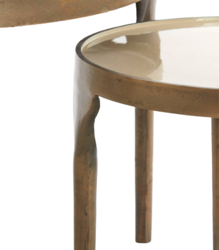 Lopez  side table sot of 2  in antiqued bronze finish. with taupe