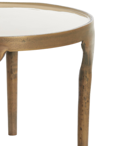 Lopez  side table sot of 2  in antiqued bronze finish. with taupe