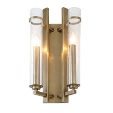 Louis antiqued Brass Finish 2 lights wall light by RV Astley-wall light-Renaissance Design Studio
