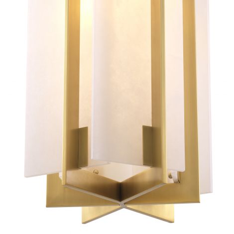 Lugano 5 light chandelier in ant brass and alabaster  by Eichholtz.